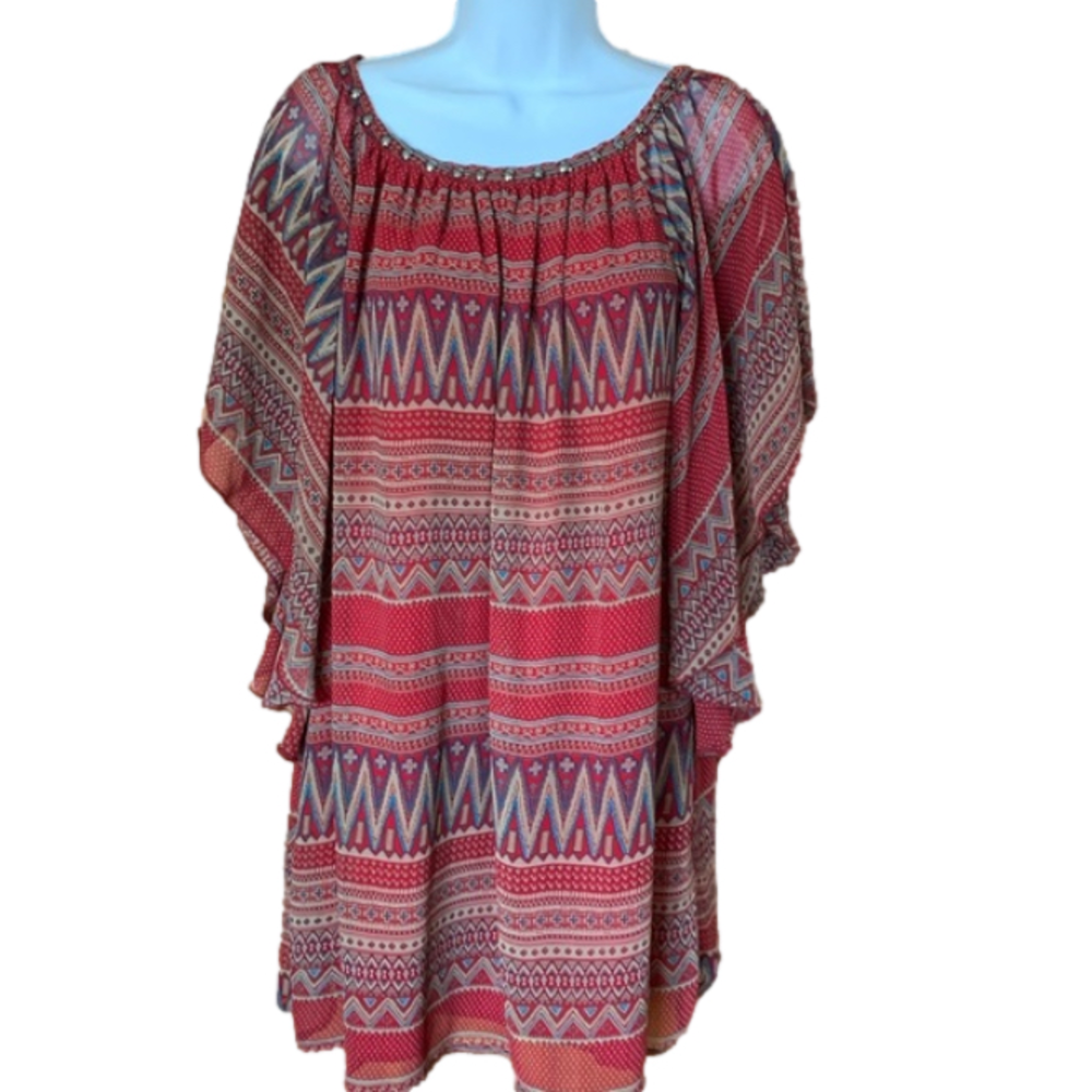 Beautiful medium shirt/dress with belt lined box 18